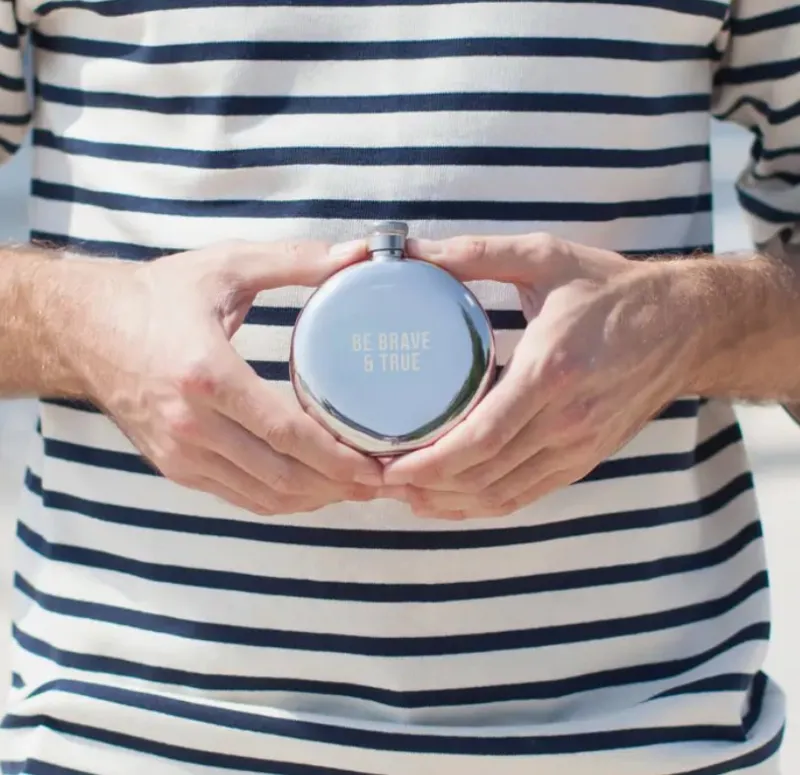 Atlantic Folk Hip Flask - Be Brave and True